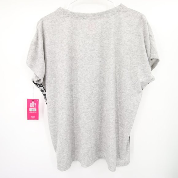 2-Piece Set Juicy Couture Terry Cloth Gray Black Short Sleeve Top Joggers XL - Picture 9 of 15